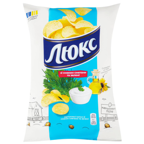Чіпси Люкс Сметана-зелень 125г. (1/22)