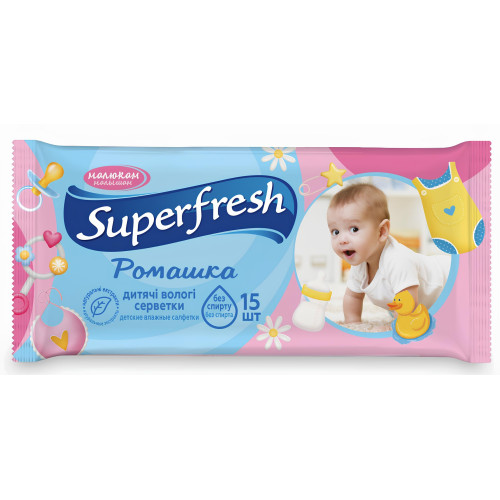 Серветки вологі SuperFresh, 15шт бейбі (1/120^20) {1/72} Серветки вологі SuperFresh, 15шт бейбі (1/120^20) {1/72}