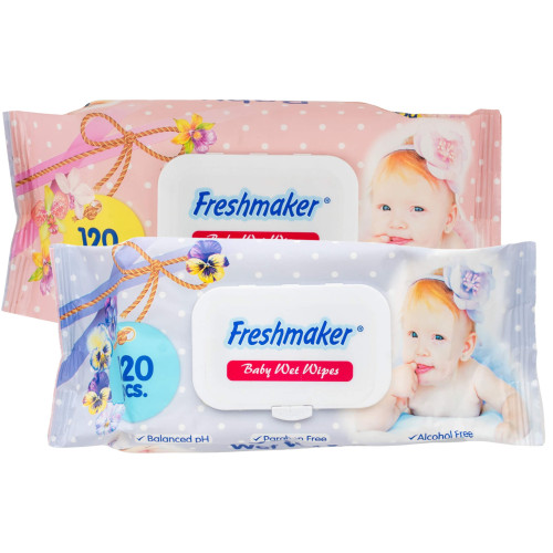 Серветки вологі Freshmaker 120 шт с клап. (1/24) Серветки вологі Freshmaker 120 шт с клап. (1/24)