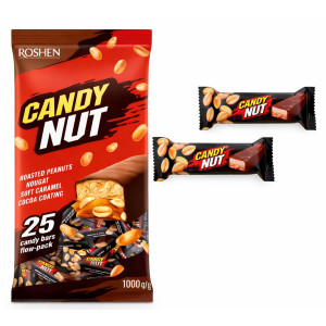 Рошен цукерки Candy Nut (чорна) нуга та м'яка карамель з арахісом 1кг (1/5) №1131