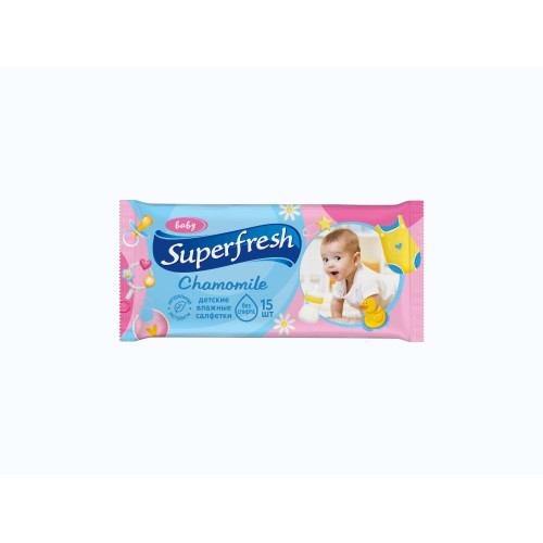 Серветки вологі SuperFresh, 15шт бейбі (1/120^20) {1/72}
