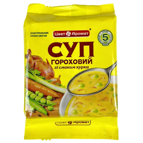 ЦветАромат Суп гороховий зі смаком курки 160г (1/32^3) ЦветАромат Суп гороховий зі смаком курки 160г (1/32^3)