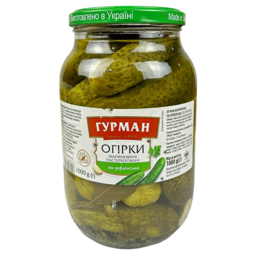 О. Огірки мариновані Гурман 1л скло (1*6) О. Огірки мариновані Гурман 1л скло (1*6)