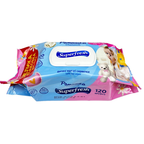 Серветки вологі. Superfresh, 120 шт с клап. (1/9) {1/72} Серветки вологі. Superfresh, 120 шт с клап. (1/9) {1/72}