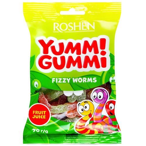Рошен Жувальні цукерки Yummi Gummi (Черв'як) 70г (1/22^5) Рошен Жувальні цукерки Yummi Gummi (Черв'як) 70г (1/22^5)